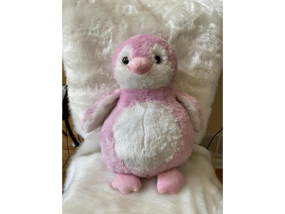 Pink and White Plush Penguin Stuffed Animal
